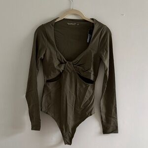 NWT Abercrombie soft A&f collection green cutout bodysuit size small